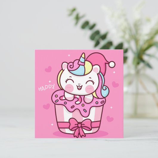 かわいいユニコーンホリデーカード シーズンカード (スタンド正面)