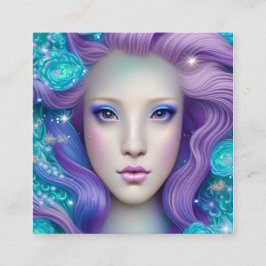 かわいいユニコーンホースポートレートアールデコボッティチェリ スクエア名刺