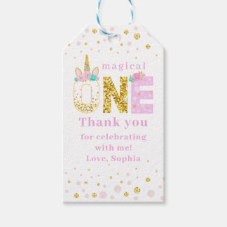 かわいいユニコーンホーン1st誕生日金ゴールドグリッターギフトT ギフトタグ