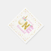 かわいいユニコーンホーン1st誕生日金ゴールドグリッターナプキン スタンダードカクテルナプキン (角)