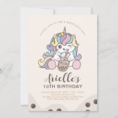 かわいいユニコーンボババブルミルクティー招待状 招待状 (正面)