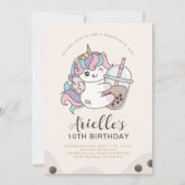 かわいいユニコーンボババブルミルクティー招待状 招待状 (正面)