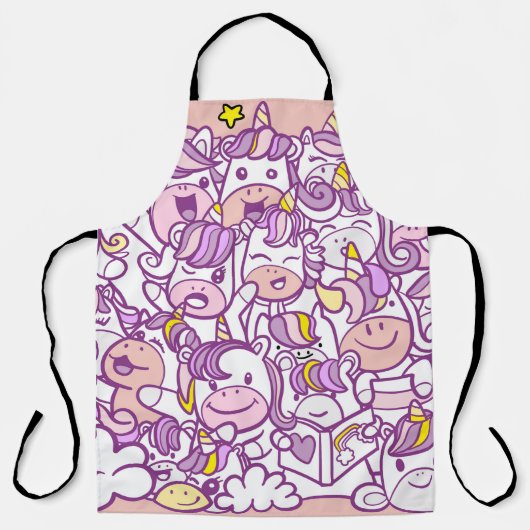 かわいいユニコーンポニー:魔法ドードルコレクション エプロン (正面)
