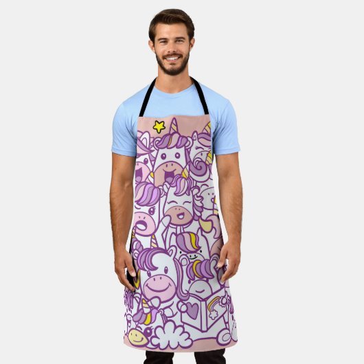 かわいいユニコーンポニー:魔法ドードルコレクション エプロン (着用した状態)