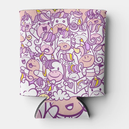 かわいいユニコーンポニー：魔法ドードルコレクション 缶クーラー (正面)