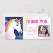 かわいいユニコーンマジカルガール誕生日写真 サンキューカード (正面)