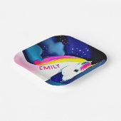 かわいいユニコーンマジカルスターガールネーム誕生日 ペーパープレート (傾斜あり)