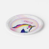かわいいユニコーンマジカルスターズガールネーム誕生日 ペーパープレート (アングル)