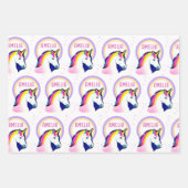 かわいいユニコーンマジカルスターズガールネーム誕生日 ラッピングペーパーシート (正面)