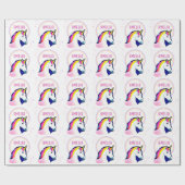 かわいいユニコーンマジカルスターズガールネーム誕生日 ラッピングペーパー (フラット)