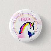 かわいいユニコーンマジカルスターズガールネーム誕生日 缶バッジ (正面)