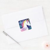 かわいいユニコーンマジカルスターズガール誕生日ありがとう スクエアシール (封筒)