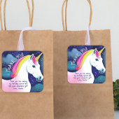 かわいいユニコーンマジカルスターズガール誕生日ありがとう スクエアシール