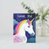 かわいいユニコーンマジカルスターズガール誕生日ありがとう ポストカード (スタンド正面)