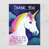 かわいいユニコーンマジカルスターズガール誕生日ありがとう ポストカード (正面)