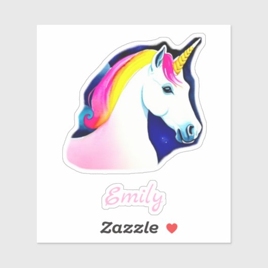 かわいいユニコーンマジカルスターズスケッチガールネーム シール (シート)