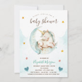 かわいいユニコーンムーンスターズハート赤ちゃんシャワー 招待状 (正面)