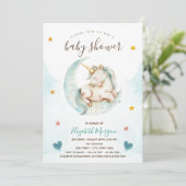 かわいいユニコーンムーンスターズハート赤ちゃんシャワー 招待状 (スタンド正面)