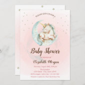 かわいいユニコーンムーンスターズベビーシャワー招待状 招待状 (正面/裏面)