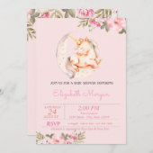 かわいいユニコーンムーンフローラ赤ちゃんシャワー 招待状 (正面/裏面)