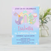 かわいいユニコーンラインボードーナツ誕生日子供 招待状 (スタンド正面)