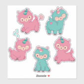 かわいいユニコーンラマのステッカー シール (シート)