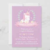 かわいいユニコーンリースフローラガールズバースデーパーティー 招待状 (正面)