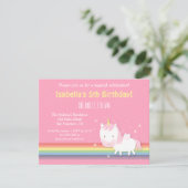 かわいいユニコーンレインボインピンクガールズバースデーパーティー 招待状 (スタンド正面)