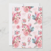 かわいいユニコーンレインボーバースデーパーティー 招待状 (裏面)