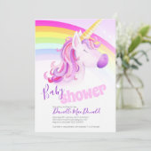 かわいいユニコーンレインボーベビーシャワー招待状 招待状 (スタンド正面)