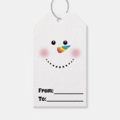 かわいいユニコーンレインボーホルンノーズ雪だるま ギフトタグ (正面)