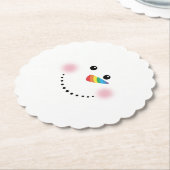 かわいいユニコーンレインボーホルンノーズ雪だるま ペーパーコースター (アングル)