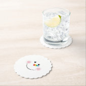 かわいいユニコーンレインボーホルンノーズ雪だるま ペーパーコースター (インサイチュ)