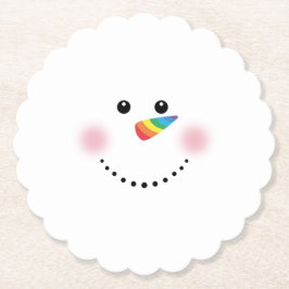 かわいいユニコーンレインボーホルンノーズ雪だるま ペーパーコースター