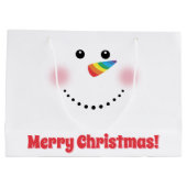 かわいいユニコーンレインボーホルンノーズ雪だるま ラージペーパーバッグ (裏面)