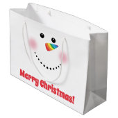 かわいいユニコーンレインボーホルンノーズ雪だるま ラージペーパーバッグ (裏面アングル)