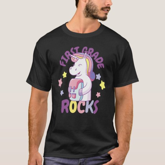 かわいいユニコーン一年生ロック Tシャツ (正面)