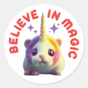 かわいいユニコーン信じハムスター魔法シール ラウンドシール