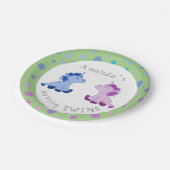 かわいいユニコーン双子の赤ちゃんシャワーパーティー ペーパープレート (アングル)