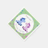 かわいいユニコーン双子ベビーシャワーパーティー スタンダードカクテルナプキン (角)
