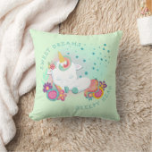 かわいいユニコーン名スウィートドリームスリーピーヘッドグリーン クッション (ブランケット)