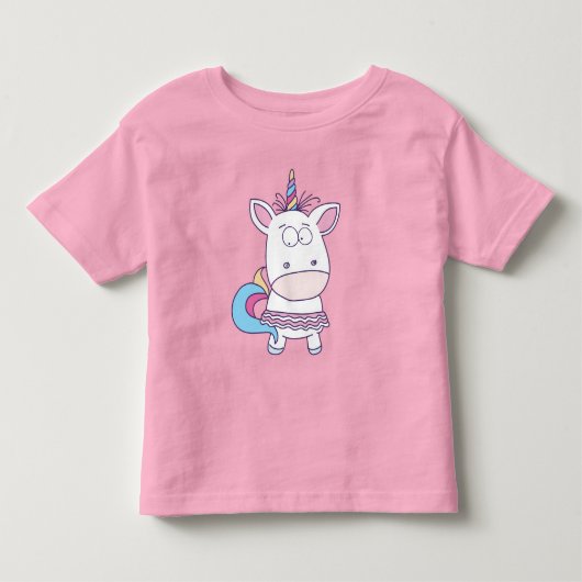 かわいいユニコーン名前をカスタムするの子供服 トドラーTシャツ (正面)