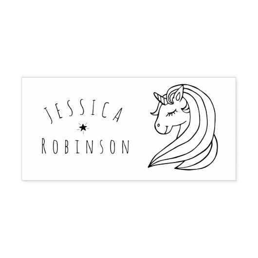 かわいいユニコーン名前をカスタムする校書署名 セルフインキングスタンプ (デザイン)