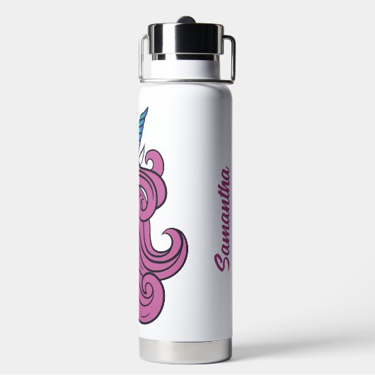 かわいいユニコーン名前をカスタムする ウォーターボトル (背面)