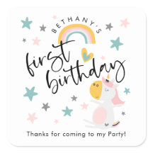 かわいいユニコーン女の子1歳の誕生日ありがとう