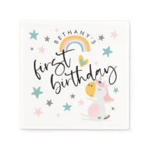 かわいいユニコーン女の子1歳の誕生日