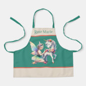 かわいいユニコーン妖精を追加の名前の女の子の子 エプロン (正面)