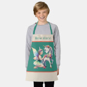 かわいいユニコーン妖精を追加の名前の女の子の子 エプロン (着用した状態)