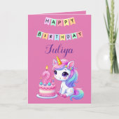かわいいユニコーン家族の写真 2歳の誕生日カード サンキューカード (正面)