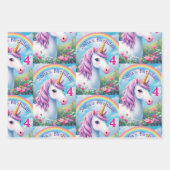 かわいいユニコーン少女の虹かわいい誕生日 ラッピングペーパーシート (正面)
